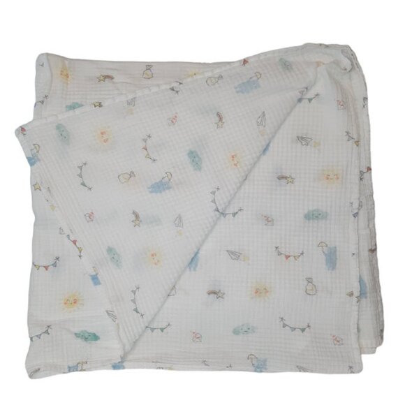 Aden & Anais Bear Banner Sun Rain Cloud Rainbow Star Muslin Lovey Baby Blanket - Picture 2 of 5